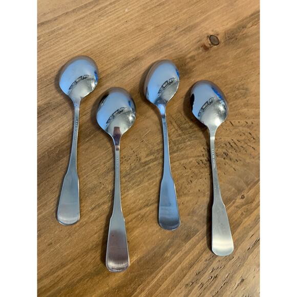 Oneida SSS Minute Man Colonial Boston 4 Oval Tablespoons Stainless 6 3/4" MCM - Picture 2 of 8